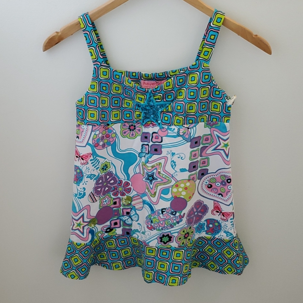 Havengirl Baby Doll Tank Popart Punk Floral 10/12